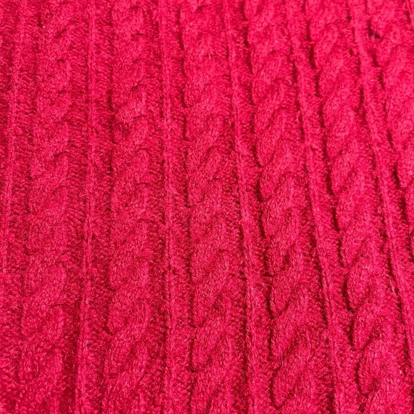 Wool Cashmere Cable Knit Sweater EUC M Women Angora Burgundy Viscose Red - Picture 14 of 16